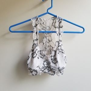 PacSun white and gray lace floral bralette